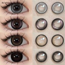 Bio-essense 1 Paar schwarze Gläser mit großen Augen, koreanische Naturlinsen, farbige Kontaktlinsen, Augen mit Grau, schöne Pupillenlentes
