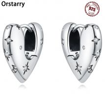 925 Sterling Silver Star Moon Heart Shape Earrings Jewelry Versatile Hoop Earrings For Women Jewelry Fine Birthday Party Gifts