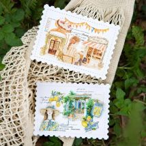 20pcs Stickers England Powder Mist Sticker Package Desert Exploration Package Traveling Scenery Decorative Scrapbook 115*94mm