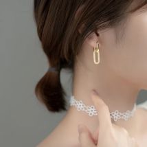 New 925 Sterling Silver Zircon Shiny Earrings Geometric Shape Women Charm Earrings Birthday Gift for Friends Fine Jewelry