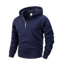 Herbst und Winter Herren warmer Kapuzenpullover mit Reißverschluss und Hals, lässiger Outdoor-Sport-Hoodie, tägliche Herren-Sweatshirt-Jacke
