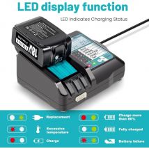 Caricabatterie super veloce agli ioni di litio DC18RF per batteria al litio Makita 14,4 V-18 V BL1860B, BL1830, BL1415, BL1440 con schermo LED, porta USB