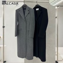 GALCAUR Solid Spliced Pocket Korean Trench Female Lapel Long Sleeve Loose High End Chic Women's Trenchs Autumn Fashion Style New