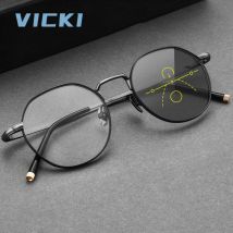 VICKI Ultraleichte Retro-Brille mit kleinem runden Rahmen aus reinem Titan, kann individuell angepasst werden, verschreibungspflichtige Multifokus-Brille 69890CN
