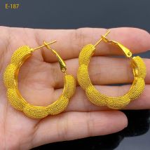 Äthiopien 24K vergoldete Creolen für Frauen, einfache Kreis-Ohrringe, Zubehör, Party-Geschenke, Hochzeit, Dubai-Schmuck