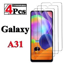 1/4 pezzo di pellicola protettiva in vetro temperato per Samsung Galaxy A31, ad alta definizione, con funzione anti-caduta, pellicola protettiva intelligente per lo schermo.