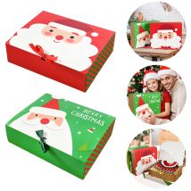 2 stücke Weihnachten Geschenk Verpackung Box Santa Claus Süßigkeiten Cookie Box 2024 Weihnachten Dekoration für Home Weihnachten Noel Neue Jahr party 2025