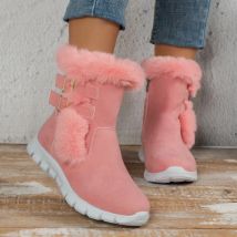 Winter Runde Kappe Plus Samt Warme Seite Zipper Casual Mid-kalb Stiefel Neue Bequeme Modische Schnalle Flache Schnee stiefel für Frauen