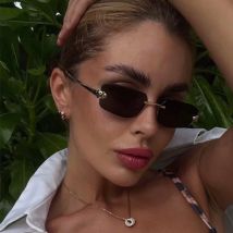 Beliebte Marke Braun Quadrat Frauen Sonnenbrille Mode Luxus Randlose Rechteck Sonnenbrille Weibliche Shades UV400 Vintage Brillen