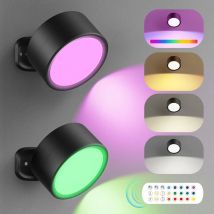 LED Wall Mounted Lights with Remote Wireless Magnetic Wall Sconces 3 Color Dimmable USB Rechargeable for Bedroom Bedside Light