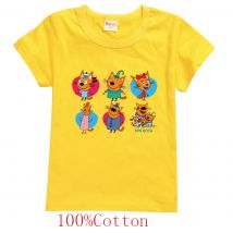 New Cartoon Kid-e-cats T Shirt Kids Three Kitten Russian Print Clothes Boys Summer Short Sleeve T-shirts Baby Girls Fashion Tops
