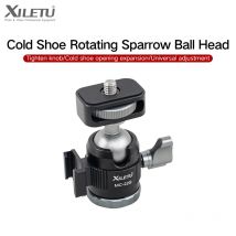 XILETU MC-22S Doppia scarpa fredda Mini testa a sfera in metallo per fotocamera Fotografia Staffa per telefono cellulare Treppiede Microfono Luce di riempimento Monopiede