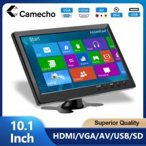 Camecho 10,1-Zoll-LCD-HD-Monitor, tragbares Mini-TV- und Computerdisplay, 2-Kanal-Videoeingang, Sicherheitsmonitor mit Lautsprecher, HDMI, VGA