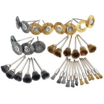 36/45PCS Messing Pinsel Set Stahl Draht Räder Pinsel Bohrer Dreh Werkzeuge Polieren Dremel Dreh Werkzeuge Metall Rost entfernung Pinsel Kit