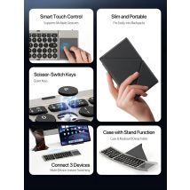DUX DUCIS Foldable Bluetooth Mini Keyboard with Touchpad & Holder For Phones Tablets PC iOS Android Windows Mac Compatible