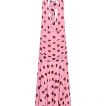 Fashionable Pink Polka Dot Lace Up Dresses Sexy Women's Slim Fit Sleeveless Dress 2025 Summer Beach Party Women's Robe