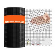 SucceBuy Hardware Cloth Galvanized Wire Mesh Roll Vinyl Coating Metal Wire Mesh  Chicken Coop Barrier Poultry Enclosure Black