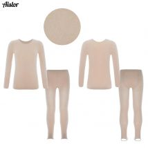 Kinder Mädchen Ballett Tanz Training Kostüm Frühling Herbst Thermo-unterwäsche Anzug Stretchy Langarm Top Strumpfhosen Hosen Leggings