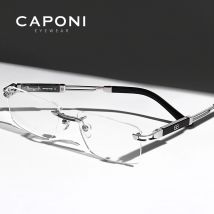 CAPONI Occhiali da vista da uomo senza montatura caldi Telaio Luxury Business Occhiali da vista in acetato di titanio puro UV400 Brand Design Nuovi occhiali J23026