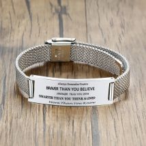 Personalisiertes Mesh-Armband für Frauen, individuell gravierte Inspiration Quto Namensarmband, verstellbare Kette aus Edelstahl