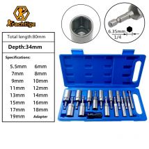 80 mm Länge Schlagschrauber-Adapter 1/4 Zoll (6,35 mm) Sechskantschaft-Mutternschrauber für Elektrowerkzeuge 5,5/6/7/8/9/10/11/12/13/14/15/16/17/18/19 mm
