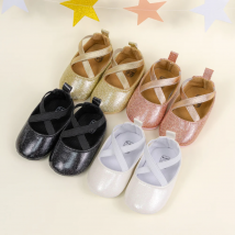Neugeborene Baby Mode Gold Pailletten niedlichen Baby Prinzessin Schuhe Kreuz gurt Anti-Rutsch-Soft Bottom bequeme Kleinkind Freizeit schuhe