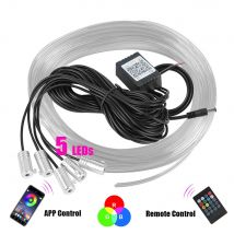 12V 6m Strisce LED RGB Luce interna per auto Lampada ambientale Fibra ottica decorativa 5 lenti Smart Control Roulotte Accessori automobilistici