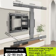 TV-Wandhalterung für 32–90 Zoll Fernseher, TV-Halterung mit Dreh- und Neigungfunktion, Vollbewegungs-TV-Halterung mit Gelenk-Doppelarmlehnen VESA 800 x 600 mm