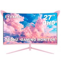 Monitor rosa curvo da 27 pollici QHD 165hz 1800R Display da gioco HDR10 Schermo desktop a sincronizzazione libera 1ms GTG con altoparlanti Inclinazione regolabile