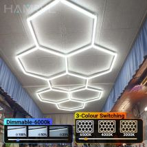 Illuminazione a LED esagonale dimmerabile per plafoniere da barbiere per garage 3 colori cambiano 6000K/4000K/3000K tubo a nido d'ape palestra sala lavoro negozio