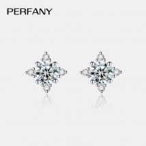 PERFANY 0,5/1CT Moissanit Ohrringe für Frauen S925 Reines Silber Vier Krallen Stern GRA Zertifizierte Diamant Ohrringe Partei schmuck