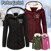 Winter warme Mantel Frauen benutzer definierte Ihr Logo solide Verdickung jacke Outdoor Wandern Kapuze Regenmantel wind dichte Femme Hiver