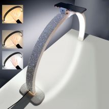 Fosoto Lampada da tavolo per unghie da 30 pollici 45W con anello di diamanti Lampada da scrivania per manicure LED Mezza luna per unghie Art Tattoo Salon Ciglia
