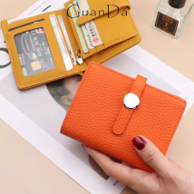 Benutzerdefinierte Buchstaben Echtes Leder Brieftasche Frau Karte Halter Falten Mode Luxus Marke Karte Brieftasche Casual Business Geldbörse