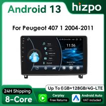 Hizpo 2din android13 autoradio für peugeot 407 cc sw 2004-2011 drahtlose android auto carplay gps rds dsp 4g bt swc ui8581