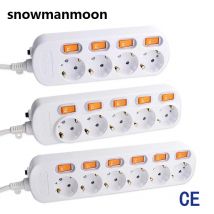Multipresa elettrica Protezione contro le sovratensioni 3/4/5/6 Prese UE Interruttori di controllo indipendenti 16A Prese per cavo di prolunga da 1,5/2,5 m