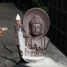 1pc Keramik Wasserfall Weihrauch brenner, Rückfluss Weihrauch brenner Bodhisattva Buddha Statue Glück Feng Shui Dekor (ohne Weihrauch)