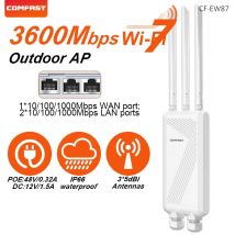 Comfast Outdoor WiFi7 IP66 Wasserdichter 2,4G/5,8G Zugangspunkt 3600Mbps Wireless AP mit 3*5dBi Antennen 48V POE/12V DC Stromversorgung