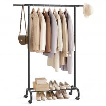 SONGMICS Kleiderständer, auf Rollen, ausziehbare, 40 x (83-120) x 156 cm, bis 45 kg belastbar