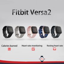 Fitbit Versa 2 Smartwatch de salud y fitness con frecuencia cardíaca, música, Alexa incorporado, seguimiento del sueño y de natación, negro/carbono