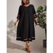 Damenmode o Hals schwarz Kleid lässig elegant locker Strand Party Büro weibliche Kleider 2024 Urlaub Vestidos