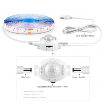 USB 5V LED-Streifenlicht Wasserdicht SMD2835 mit empfindlichem PIR-Bewegungssensor Verzögerungszeit einstellbar für Küche Schlafzimmer Korridor