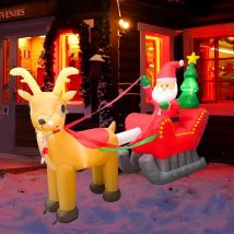 2,4 M/8FT Festival Weihnachten Aufblasbare Dekoration Hirsch Ziehen Auto Santa Claus mit LED Lichter Häuser Aufblasbare Weihnachten Dekor