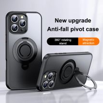 360° Rotation Magnetic Stand Silicone Ring Phone Case For iPhone 12 13 14 15 16 Pro Max Plus Frosted Shockproof Magsafe Cover