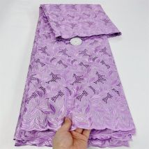 Dry Lace Cotton Nigerian Swiss Lace Fabrics High Quality 2024 5 Yards African Lace Embroidery Fabric Stones Luxury For Wedding