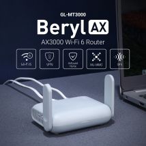 GL.iNet Beryl AX MT3000 wi-fi tascabile 6 Router Gigabit da viaggio Wireless, sicurezza elettronica, riscaldamento, camper, controllo genitori