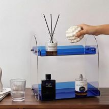 Modisches Design, zweistufiges Acryl-Aufbewahrungsregal für Teezimmer, Präsentationsregal für Kaffeekapsel-Teebeutel, Wassertassenregal, Teetassen-Aufbewahrungsregal, Badezimmerwaschbecken,