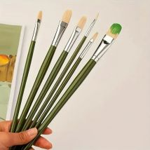 6-teiliges professionelles Haselnuss-Pinsel-Set – natürliche Chungking-Schweineborsten mit langen Holzgriffen für Öl- und Acrylmalerei