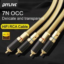 DIYLIVE 1 Paar RCA-Audiokabel, hochreiner OFC-Kern, 2 RCA-Stecker mit vergoldetem Stecker aus reinem Kupfer für Verstärker, Großkabel