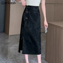 Chinesischen Stil Röcke für Frauen Gedruckt Casual Streetwear Elegante Weibliche Frühling Sommer Chic Feste Hohe Taille Einfache Neue Trendy